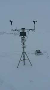 This weather station was in danger of being completely engulfed by a snow drift if left in place over the winter - after only a week of snow cover, the snowpack was already deep in this location.